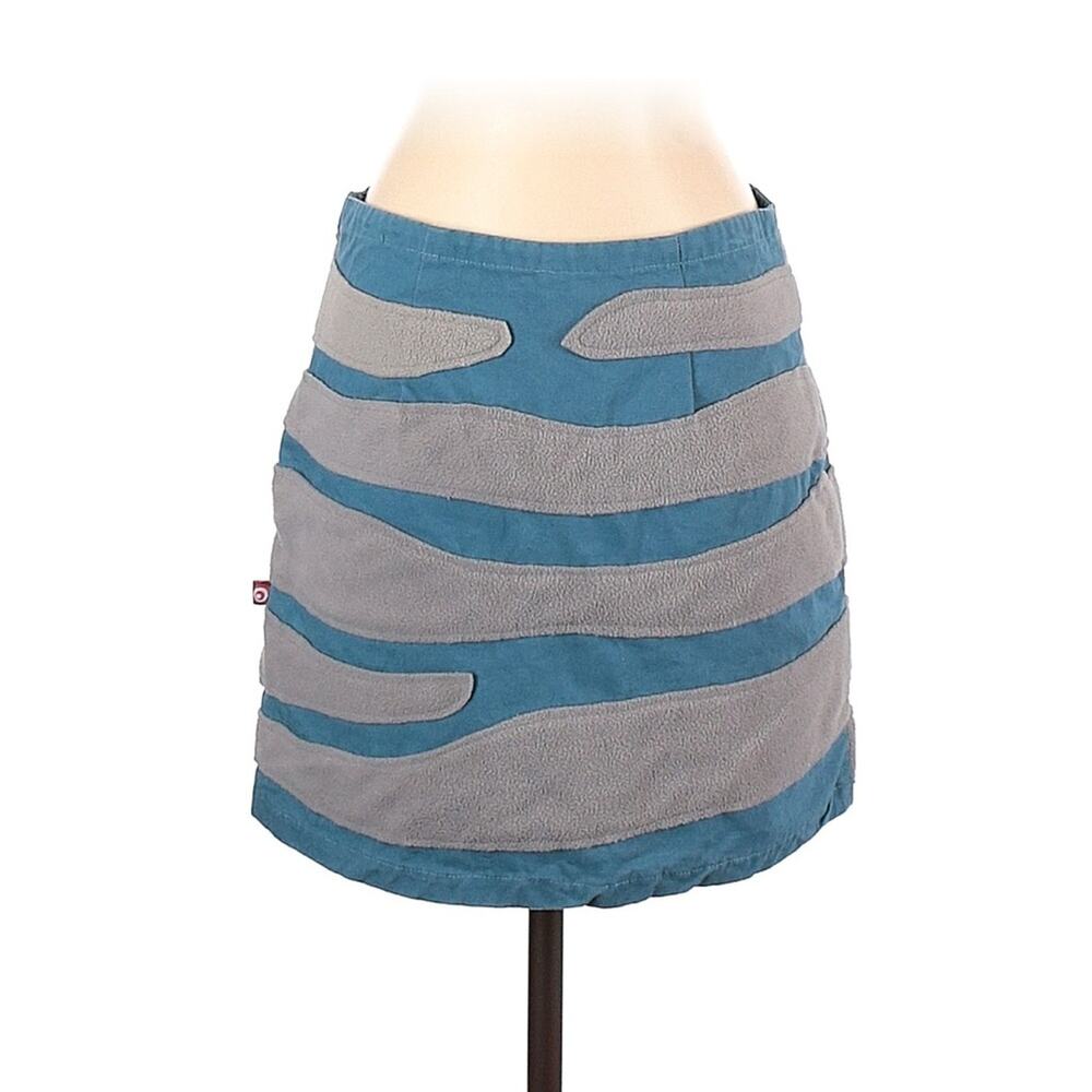 Pygmees blue and grey felt patterned mini skirt, size small‎